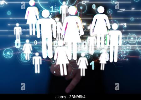 A Big data visualization. Network connection structure Stock Photo