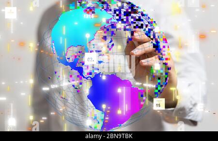 A Global network connection. World map point Stock Photo