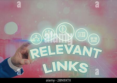 Conceptual hand writing showing Relevant Links. Concept meaning Significant sites for a particular topic Associated Stock Photo