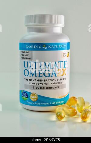 Nordic naturals ultimate omega 2x fish oil Stock Photo