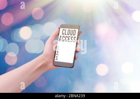 Word writing text Cloud Access. Business photo showcasing Software tool between the organization and the provider Stock Photo