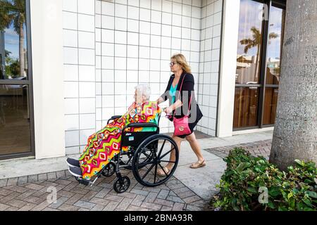 Miami Beach Florida,senior seniors old citizen citizens pensioner pensioners retired elderly,elderly,woman women female lady adult adults,disabled dis Stock Photo