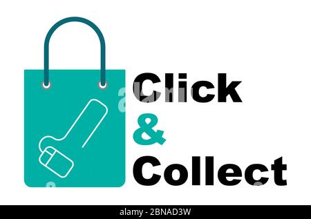 Click and collect concept vector online shopping concept Stock Vector