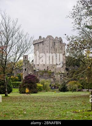 Vertical shot of a wonderful Blarney Castle in the garden located in Ireland