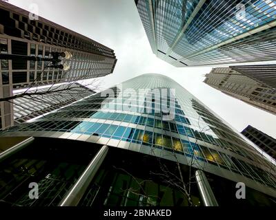 Upward view of chicago skyscrapers and tall office buildings. Showcasing various architectural styles. Illinois usa. Upward view of chicago skyscrapers and tall office buildings. Showcasing various architectural styles. Illinois usa.