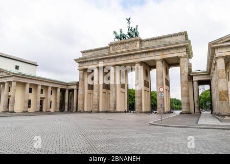 The historic Brandenburg Gate is a landmark of Berlin, Germany Stock Photo