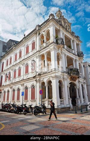 The Choi Lok Chi Mansion (built 1918), which now housing The Collection Exhibition of Tai Fung Tong Art House. Macau, China. Stock Photo