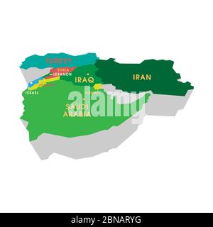 Abstract vector color map of Middle East country Stock Vector