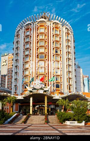 Main facade of the Hotel Lisboa. Macau, China. Stock Photo