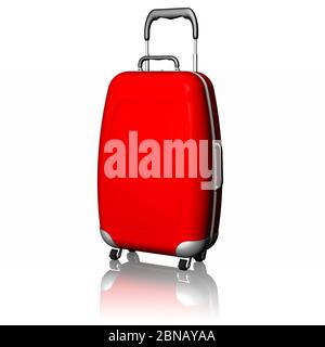 3D illustration. Red suitcase isolated on white background.