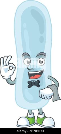 A cartoon image of klebsiella pneumoniae as a waiter character ready to serve Stock Vector