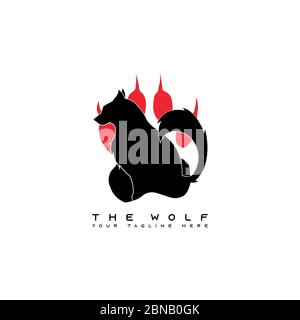 This picture is a picture of a wolf behind it which is a picture of a wolf's foot. This image is suitable for use on t-shirt designs and logos. Stock Vector