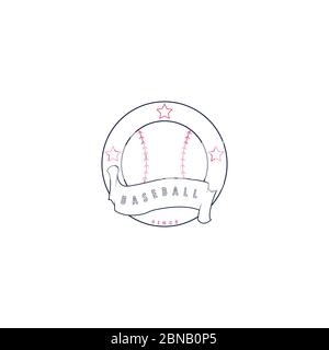 This is a symbol logo image intended for baseball organizations / clubs. Where there are circular embroidery where there is baseball and on the right, Stock Vector