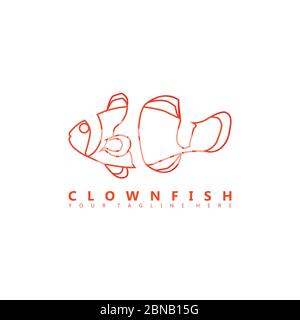 This is a clownfish logo image that uses a negative space style. This logo is suitable for companies in the field of ornamental fish farming. Stock Vector