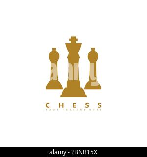 This is a picture of three chess pieces. This logo is suitable for use as a chess sports competition logo. Stock Vector
