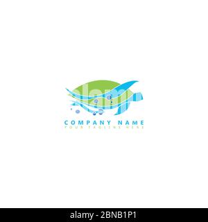 This is a picture of a turtle diving underwater and next to it there is an abstract water wave and some bubbles. This image is best used by companies Stock Vector