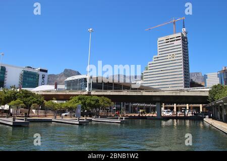 Cape Town, South Africa, Africa - February 18, 2020: View of the Cape Town International Convention Centre, the Table mountain in the background. Stock Photo