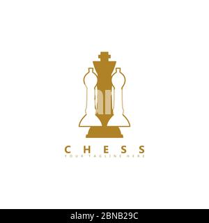 This is a picture of three chess pieces. This logo is suitable for use as a chess sports competition logo. Stock Vector