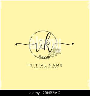 VK Beauty vector initial logo art, handwriting logo of initial ...