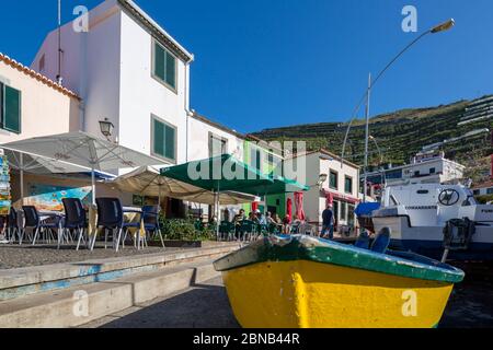 Colourful fishing boats in harbour in Camara de Lobos, Madeira, Portugal, Europe Stock Photo