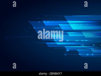 Abstract blue geometric lines overlapping layer movement on dark background. digital technology futuristic concept. Vector illustration Stock Vector