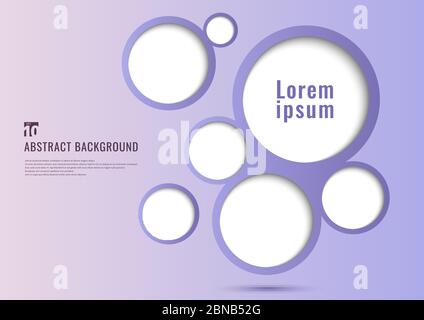 Abstract background purple circles frame bubble design with space for your text. Minimal style. Vector illustration Stock Vector