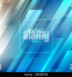 Abstract blue glowing stripes lines diagonal background. Technology digital futuristic concept. Vector illustration Stock Vector
