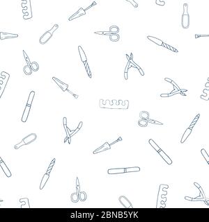 Manicure and pedicure icons. Simple vector seamless pattern. Design for packaging paper, business cards, invitations, web page background. Stock Vector