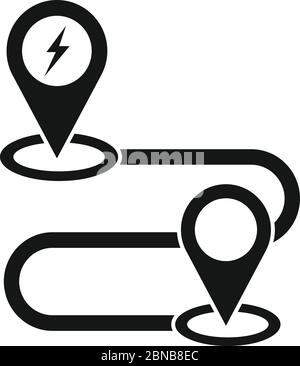 Electric car route icon. Simple illustration of electric car route vector icon for web design isolated on white background Stock Vector