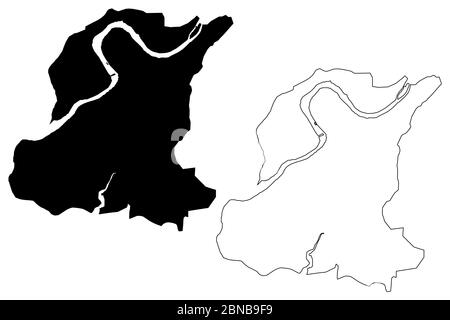 Surat City (Republic of India, Gujarat State) map vector illustration, scribble sketch City of Suryapur map Stock Vector