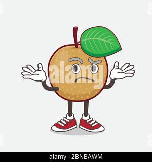 An illustration of Nashi Pear cartoon mascot character in comical grinning expression Stock Vector