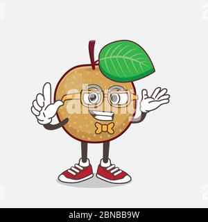 An illustration of Nashi Pear cartoon mascot character in geek style Stock Vector