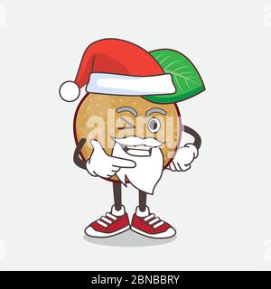 An illustration of Nashi Pear cartoon santa mascot character with smiling face Stock Vector