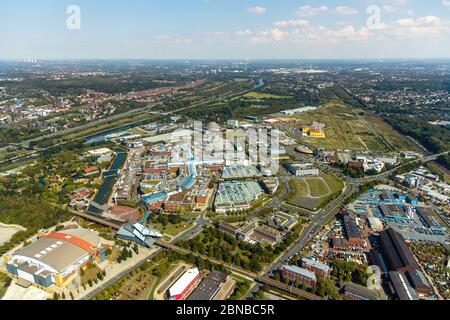 Shopping centre CentrO Oberhausen, Koenig-Pilsener-Arena, 31.08.2019, aerial view, Germany, North Rhine-Westphalia, Ruhr Area, Oberhausen Stock Photo