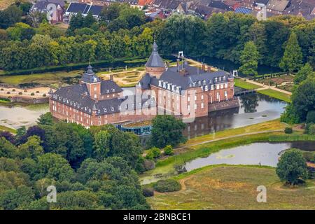 romantic park hotel and water castle Anholt, 08/01/2019, aerial view, Germany, North Rhine-Westphalia, Lower Rhine, Isselburg Stock Photo