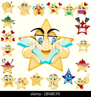 Illustration of Reading Book Star Emoji. Yellow Gradient combine color. Stock Vector Icon. Light Background. Stock Vector