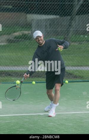 WIMBLEDON LONDON, 14 May 2020. UK.Tennis During Lockdown: People playing tennis outdoors at the Wimbledon Park tennis courts following government advice that lockdown rules have been relaxed for a number of sport including  golf and tennis while keeping social distancing of two metres apart . Credit: amer ghazzal/Alamy Live News Stock Photo