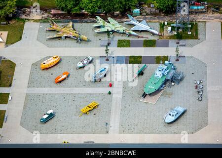 , Museum Aeronautical Engineering Museum Rechlin with outdoor exhibition space in Rechlin, 23.07.2016, aerial view, Germany, Mecklenburg-Western Pomerania, Rechlin Stock Photo