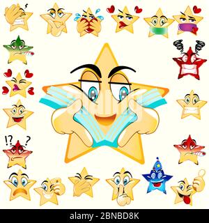 Illustration of Reading Book Star Emoji. Yellow Gradient combine color. Stock Vector Icon. Light Background. Stock Vector