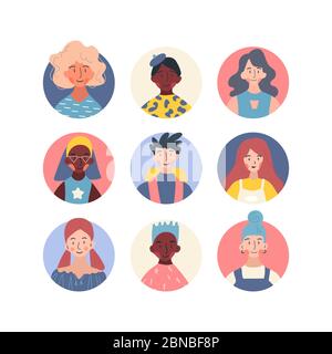 People of different occupation profile avatars collection. Icons of female and male faces icon vector illustration set. Modern cartoon flat design. On Stock Vector