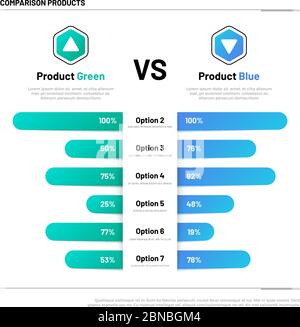 Comparison table. Graphs for product compare. Choosing and comparison content. Vector infographic concept comparison graph, compare chart illustration Stock Vector