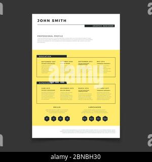 Cv form template. Professional resume stylish elegance template. Letter simple cover vector mockup. Illustration of cv interview candidate, profile with experience and education Stock Vector