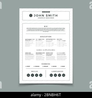 CV resume. Business web and print design vector template with personal work experience. Illustration of job application, curriculum vitae with experience Stock Vector