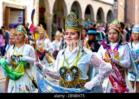 Festival parade in Cusco, Sacred Valley, Peru Stock Photo