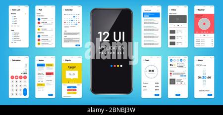 Clock app. Digital clock alarm phone application. Cellphone watch widget  futuristic vector user interfaces. App ui clock mobile, time and date  illustration Stock Vector Image & Art - Alamy