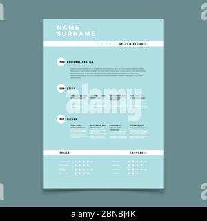 Cv resume. Employment application form with job description vector template. Mockup curriculum vitae, interview resume with qualification skill illustration Stock Vector
