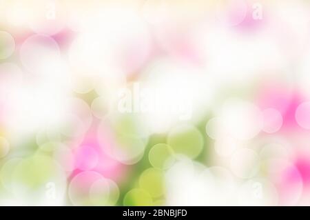 Blurred flower summer lights on soft colorful background. Summer green garden. Pink floral background. Nature, ecology concept. Abstract defocused flo Stock Photo