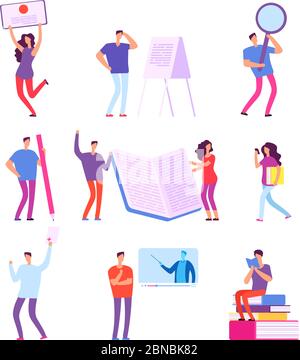 Training people. Education e-learning, online course video tutorial, distance studying vector concepts. Illustration of distance education, training online course Stock Vector