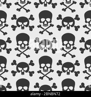 Fashion seamless pattern background with skulls and cross bones. Vector illustration Stock Vector