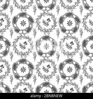 Hand drawn Christmas decorations seamless pattern background vector illustration design Stock Vector